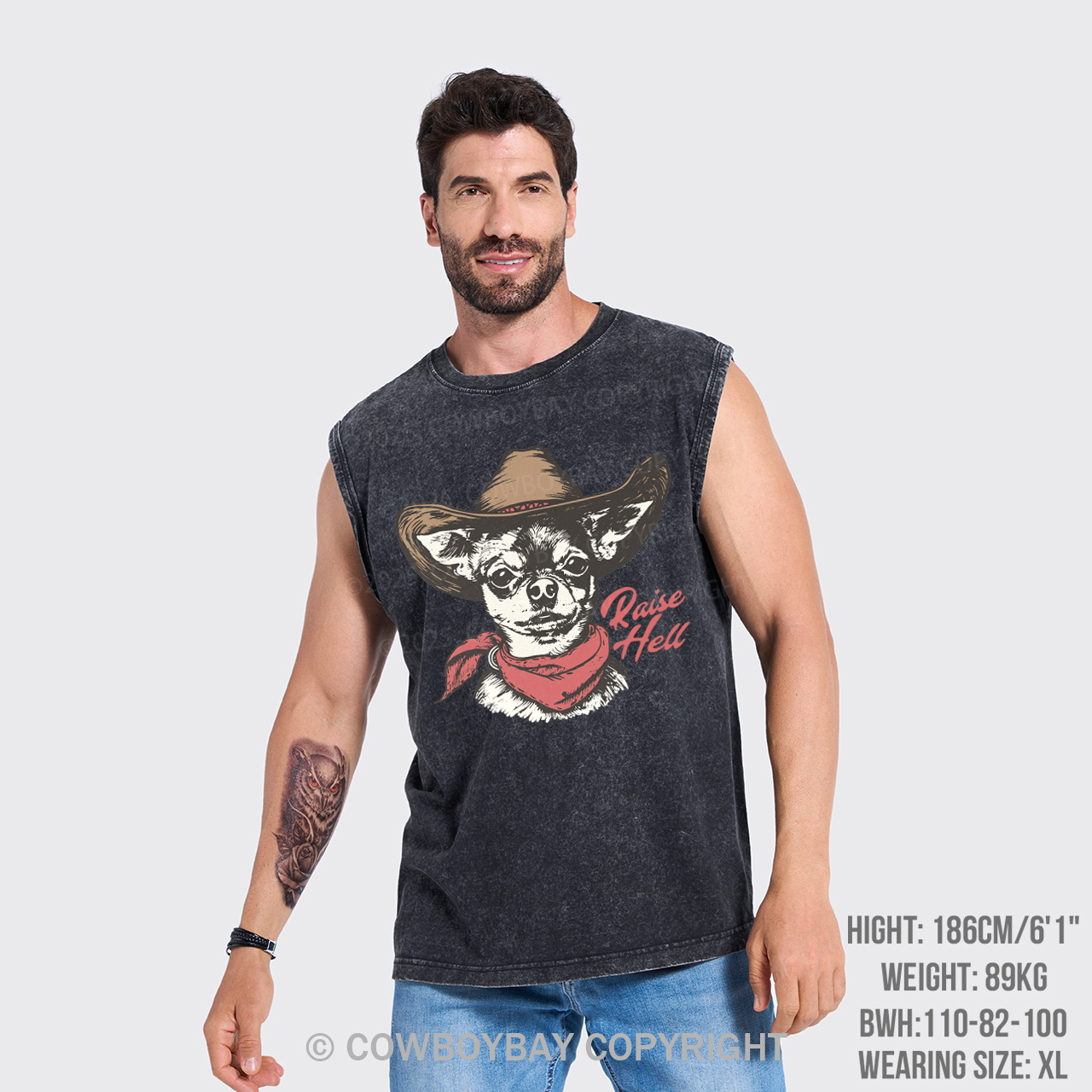 Cowboy Chihuahua,Raise Hell Washed Tanks
