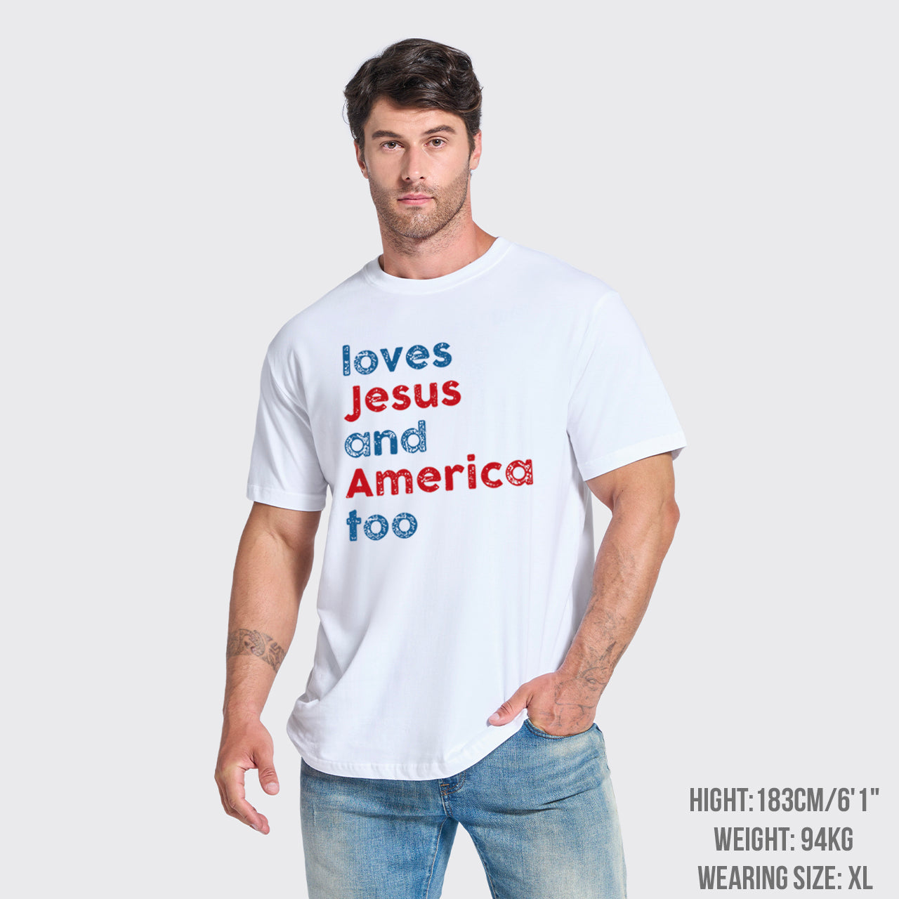 Patriotic Christian-Loves Jesus And America Too T-Shirts
