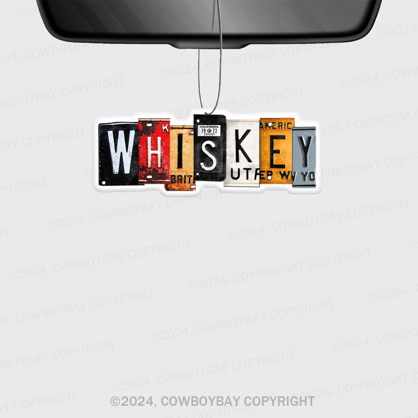 Whiskey License Plate Letters Men's Tank Car Air Freshener