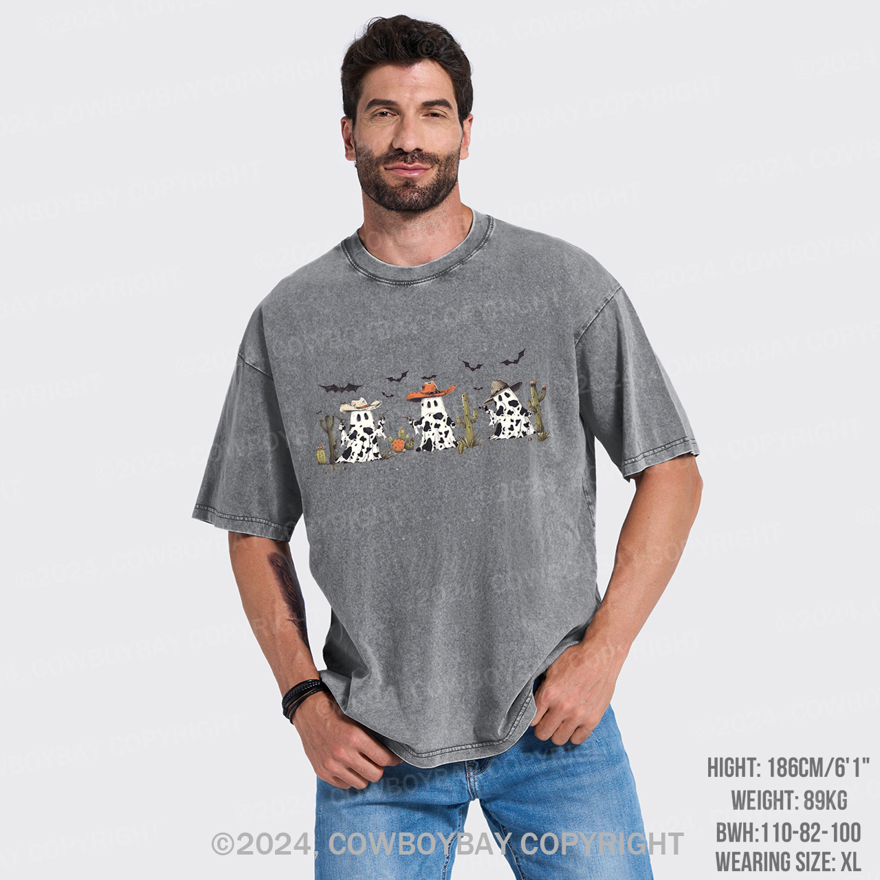 Halloween Ghost Cowboy Garment-dye Tees