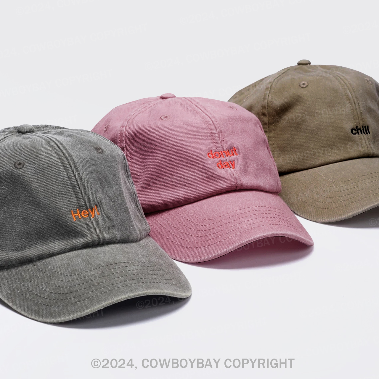 Personalised Text Embroidered Washed  Hat