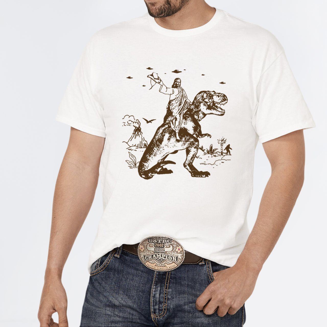 Jesus Riding Dinosaur T-Shirts