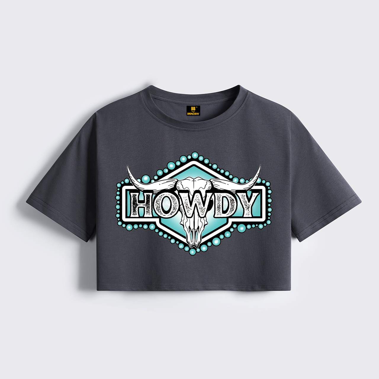 Howdy Western Skull Cropped Boxy Tee