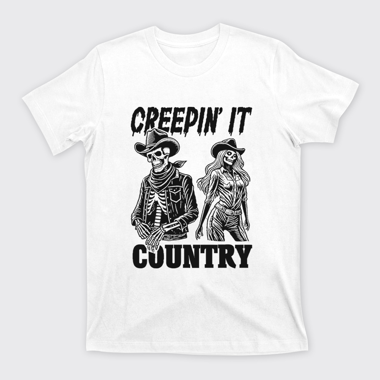 Creepin' It Cowboy Skeleton Cowgirl Ghost T-Shirts