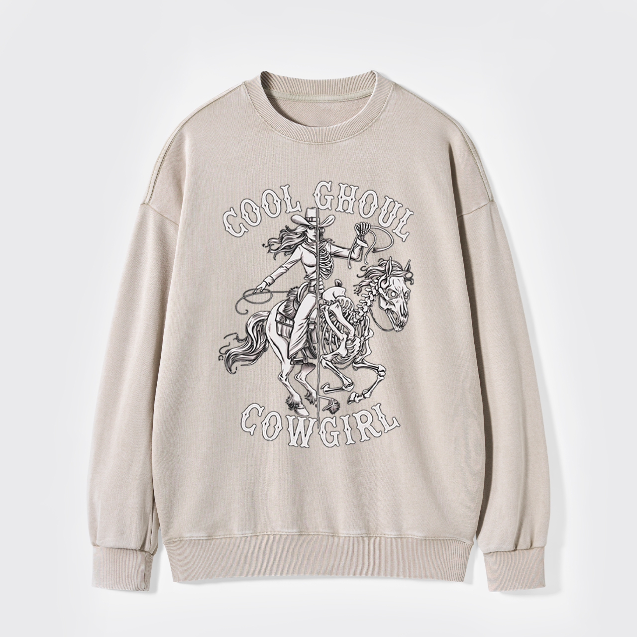 Halloween Cool Ghoul Cowgirl Washed Sweatshirts