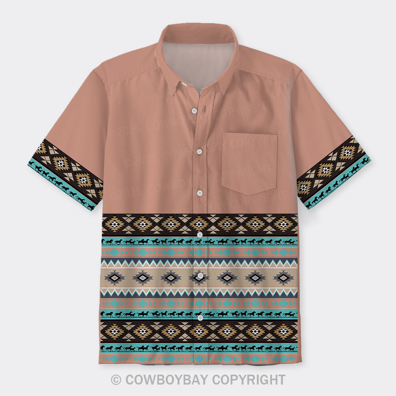 Aztec Pattern Design Button Up Shirts_2
