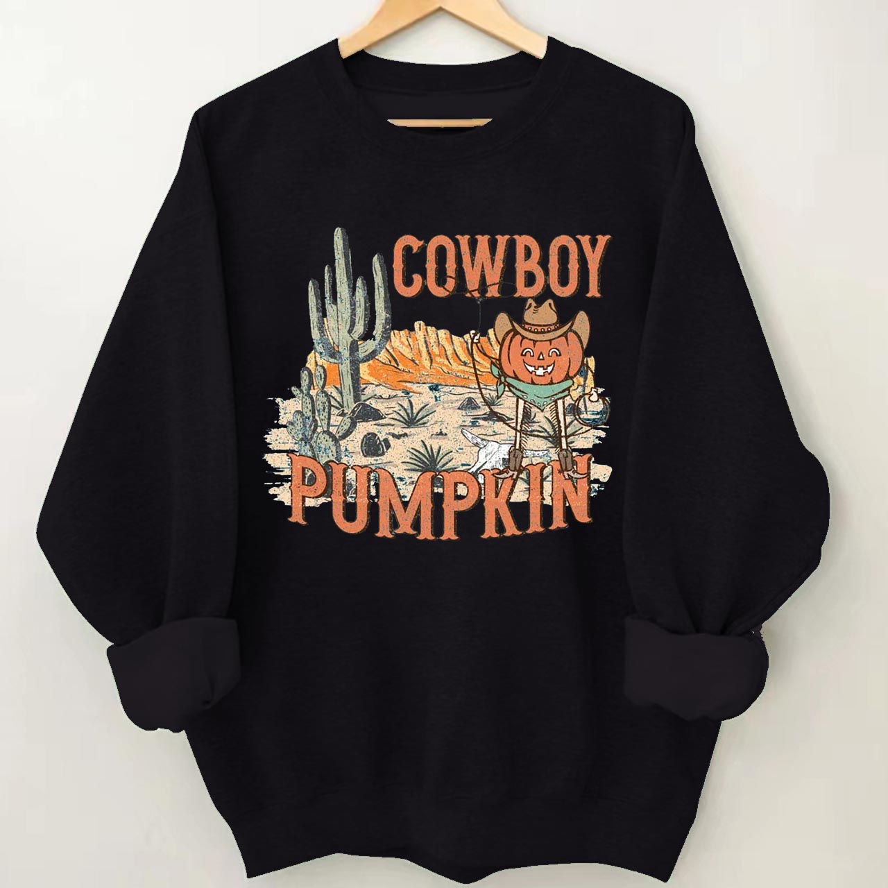 Halloween Cowboy Ghost Pumpkin Sweatshirt