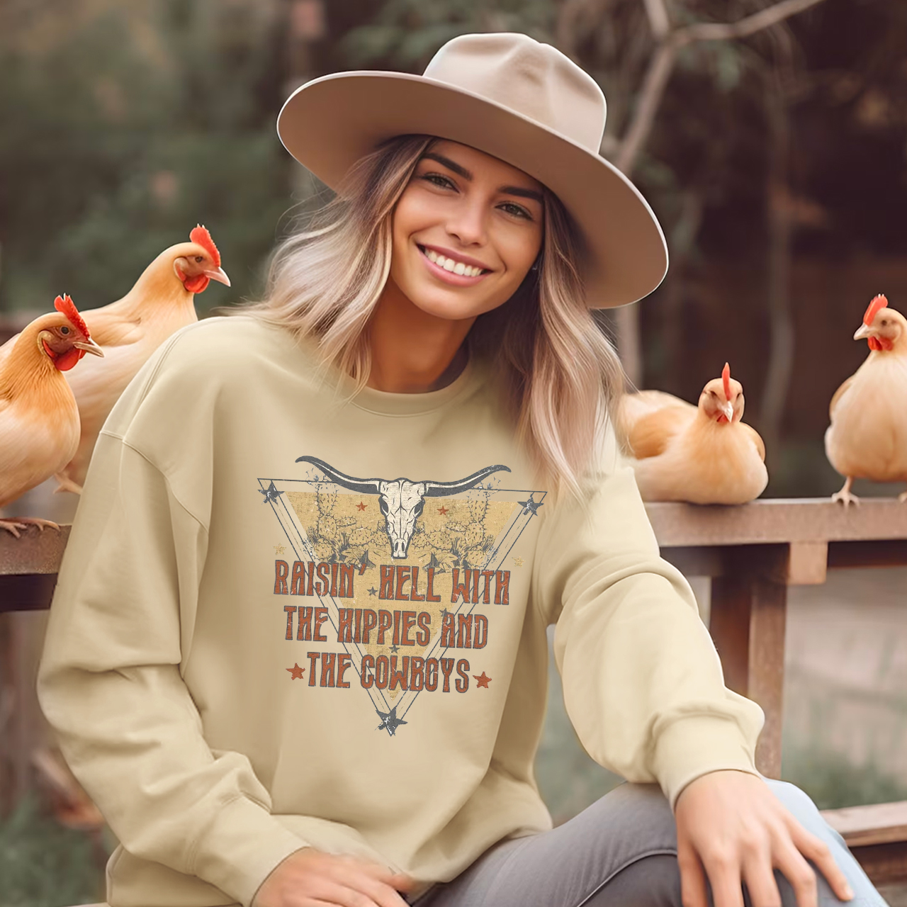 With The Hippies & The Cowboys Sweatshirt