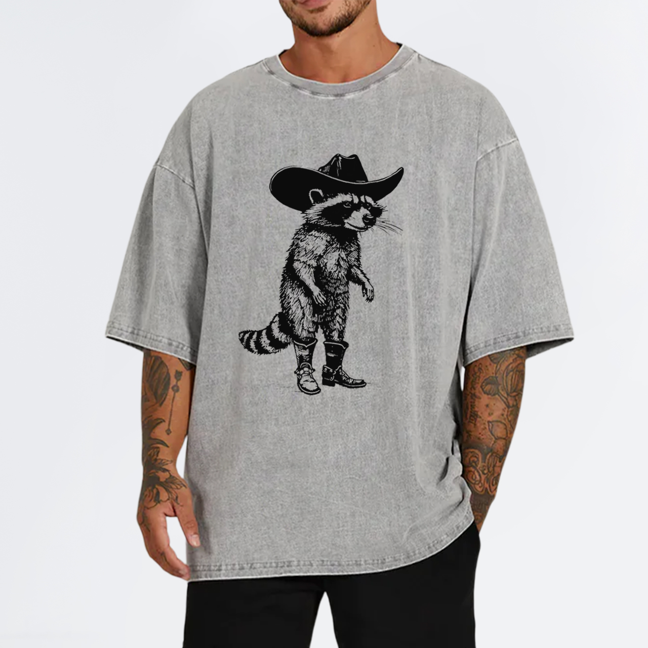 Vintage Cowboy Racoon Retro 90s Garment-dye Tees