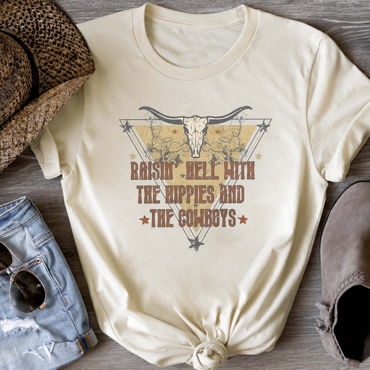 With The Hippies & The Cowboys T-Shirts