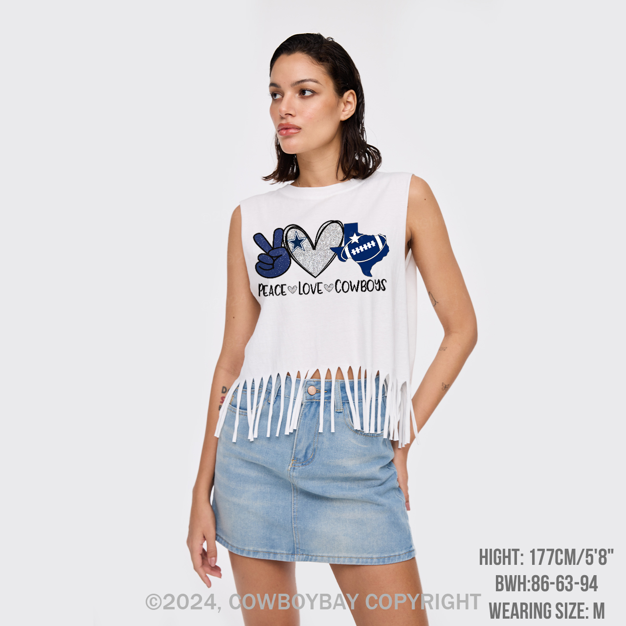 Peace Love America's Team Cowboys Fringe Tank