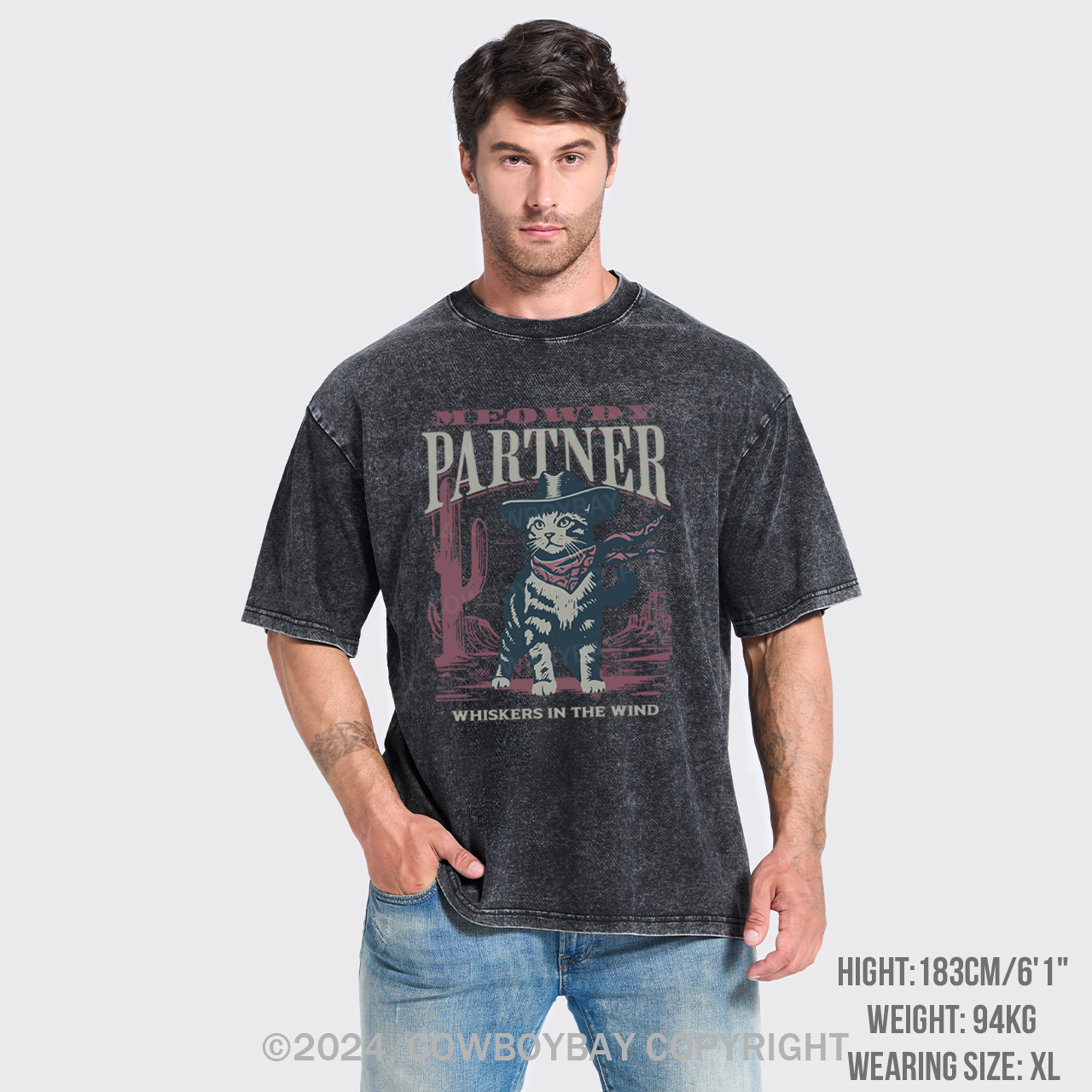 Meowdy Partner Cowboy Cat Garment-dye Tees
