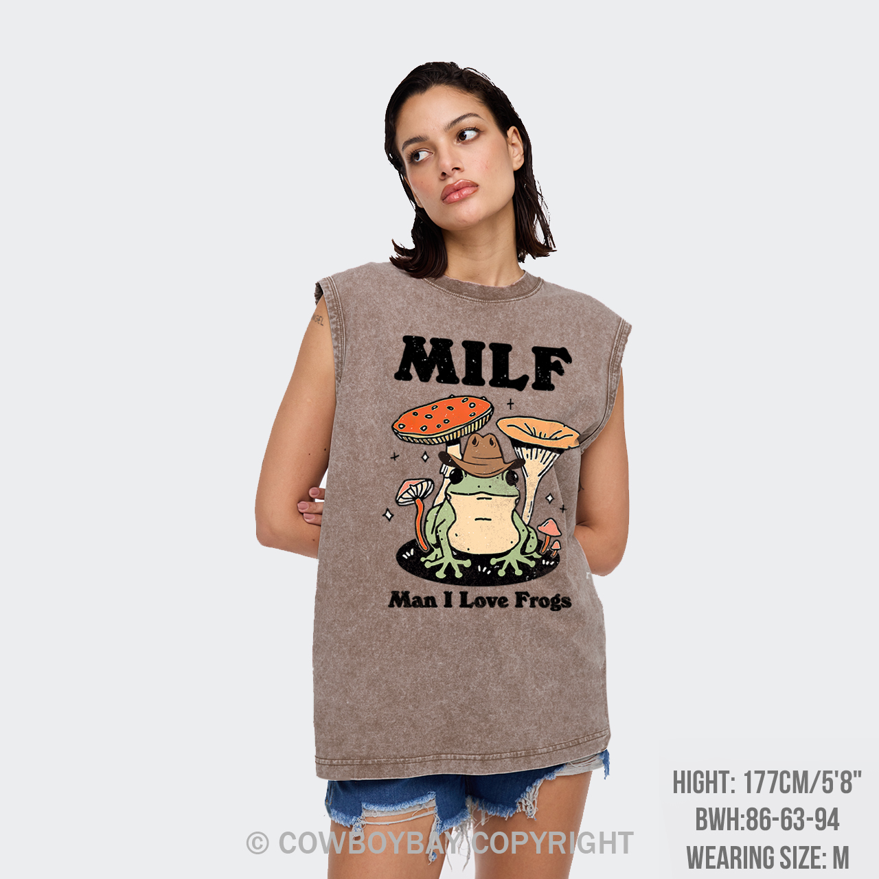 Funny MILF Froggy Washed Tanks