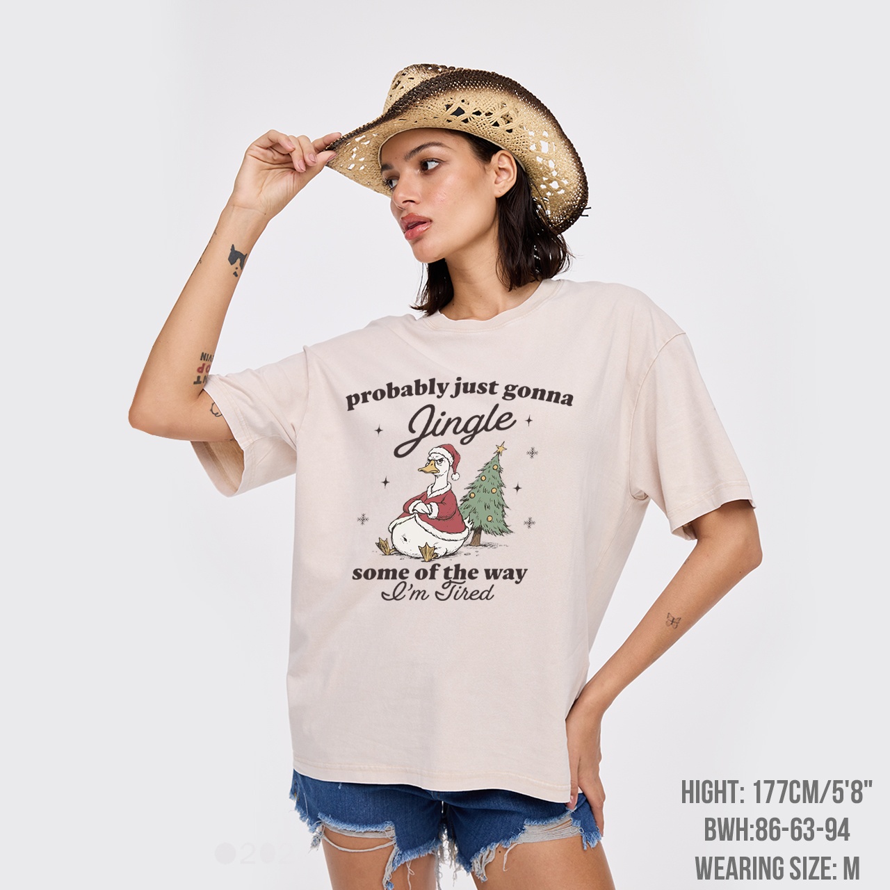 Funny Tired Christmas Goose Garment-dye Tees