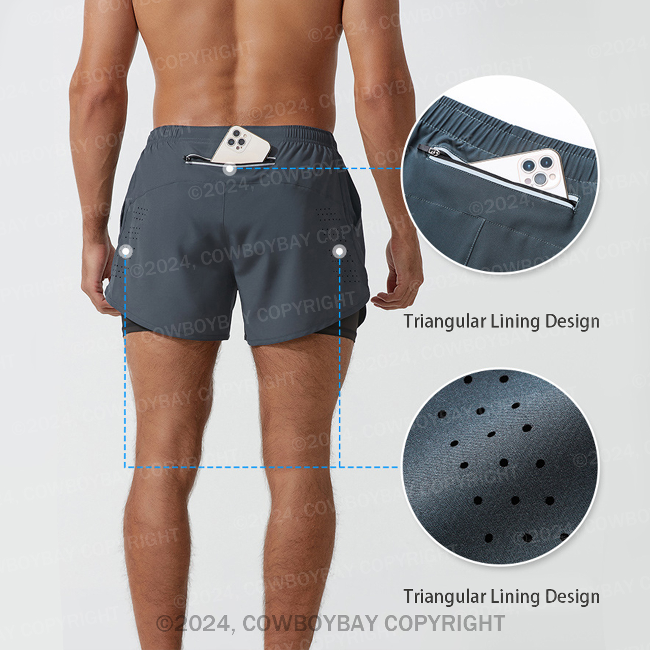 Men's —Fake Two Sports Shorts