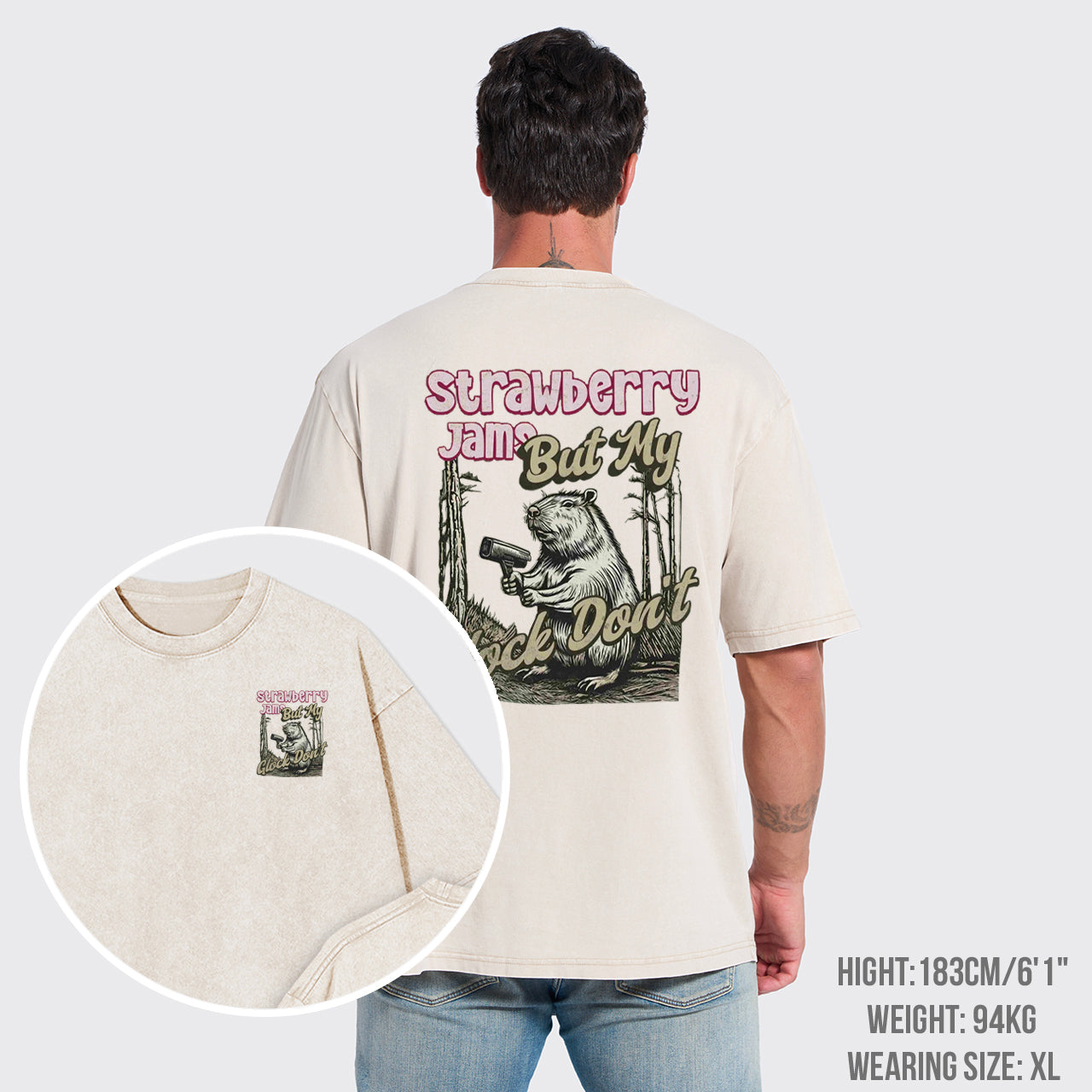 Funny Capybara-Strawberry Jams But My Don't Garment-dye Tees