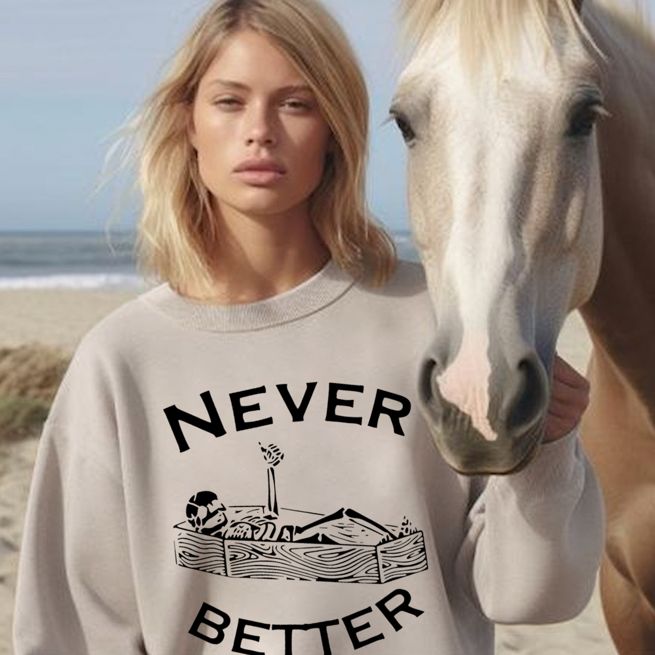 Never Better Skeleton Halloween Sweatshirt