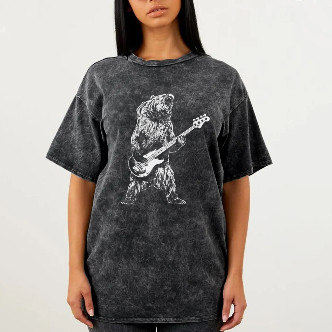 Bear Playing Bass Guitar Garment-dye Tees