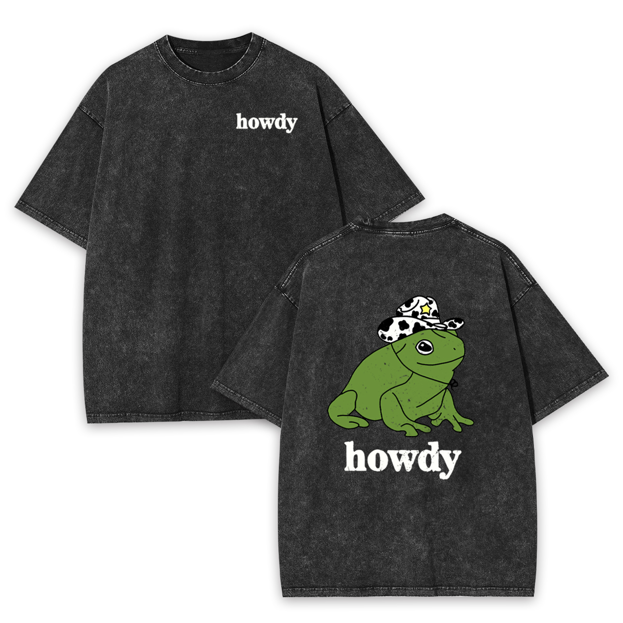 Howdy Cute Frog Garment-dye Tees