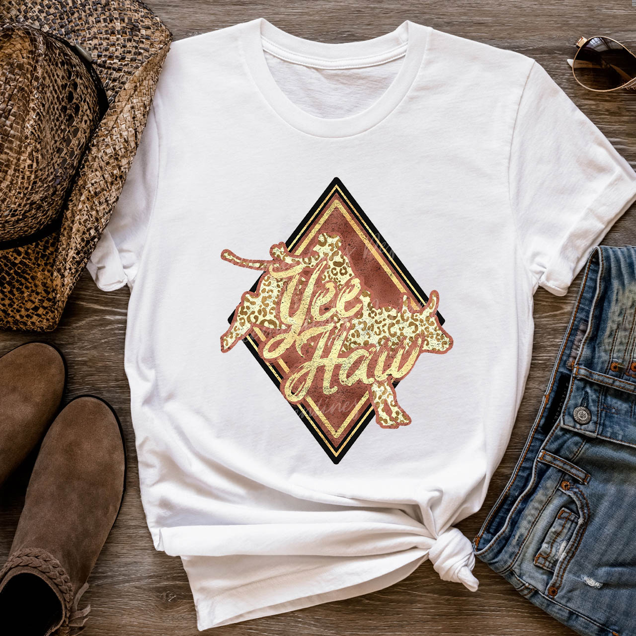 YeeHaw Cowboy Diamond Card Bull T-Shirts