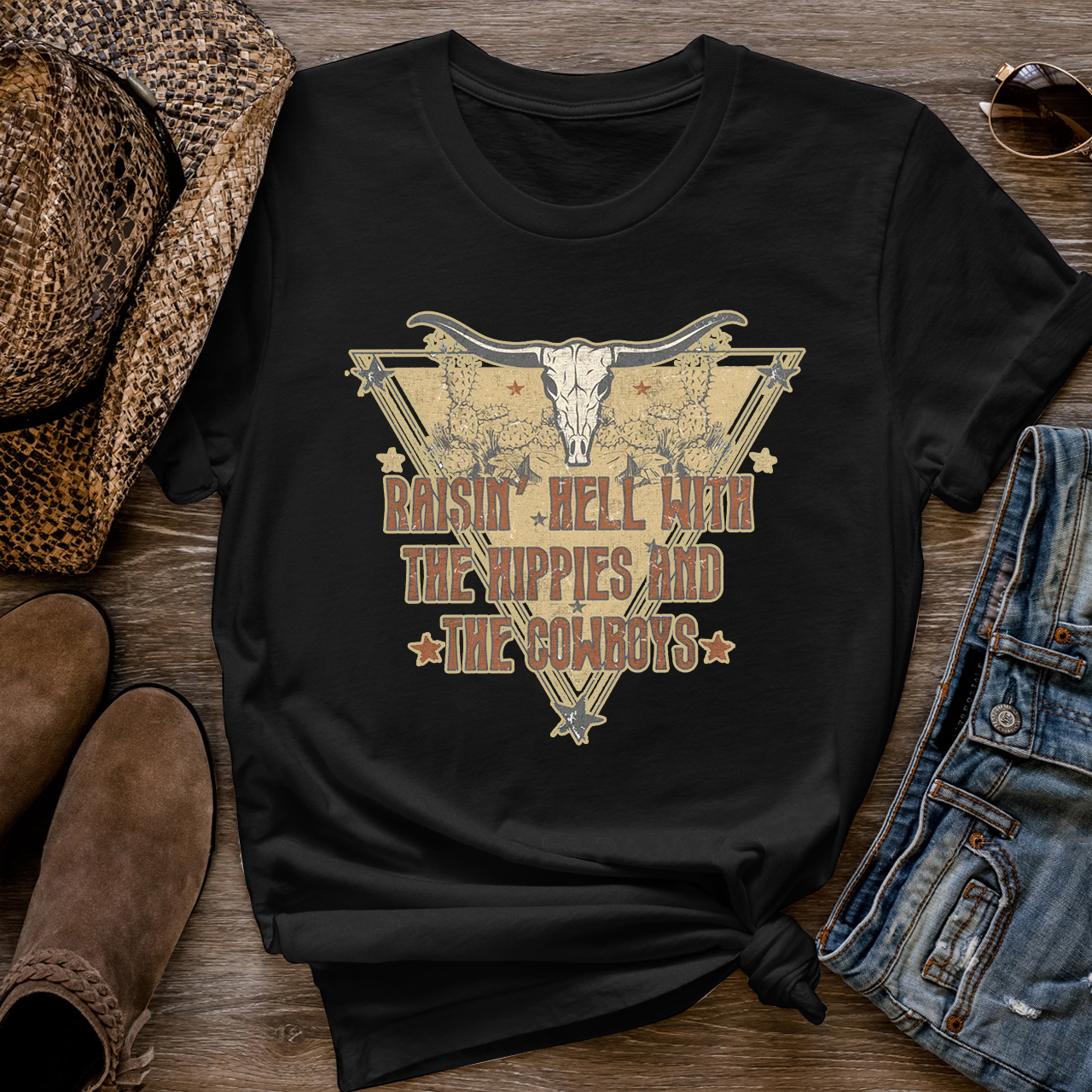 With The Hippies & The Cowboys T-Shirts