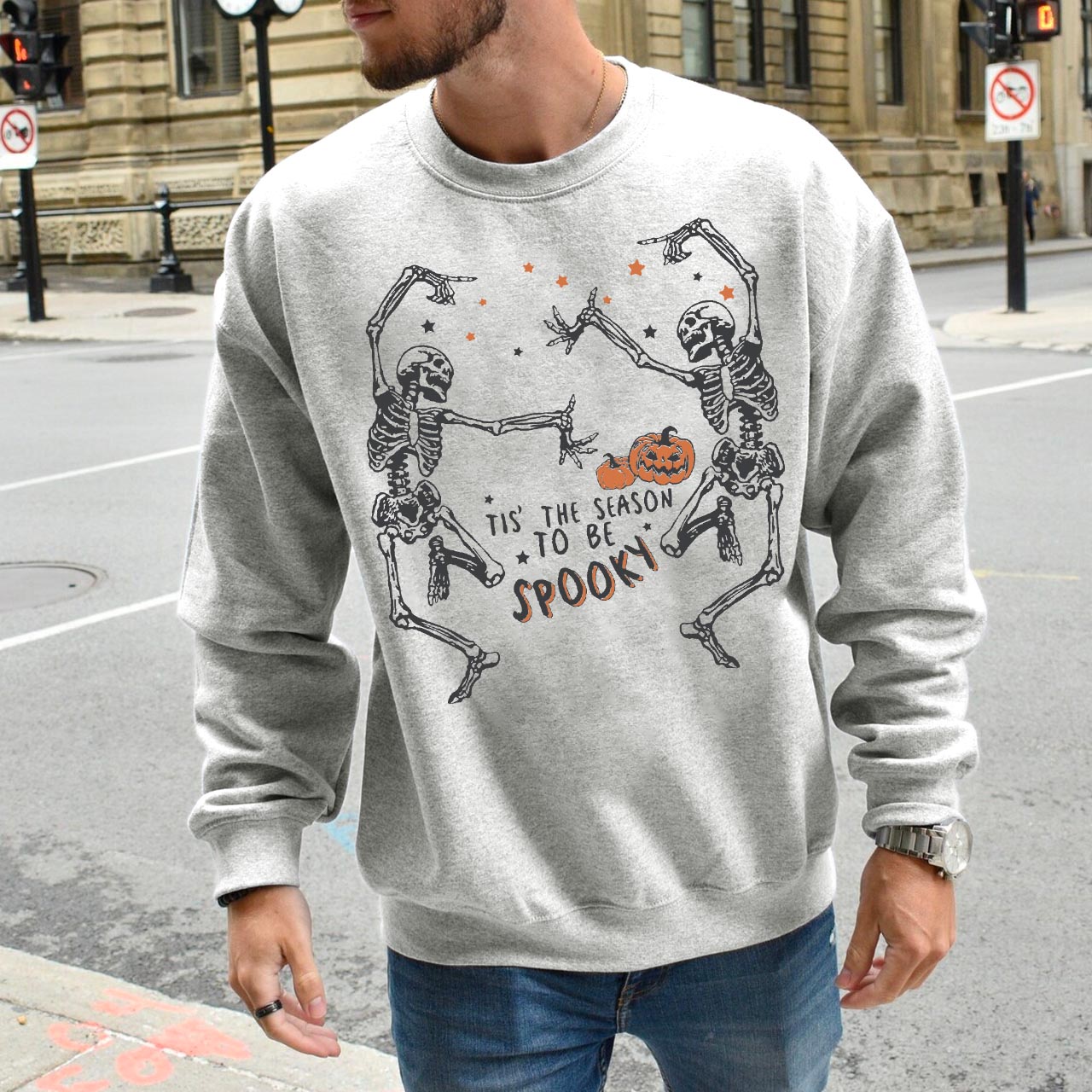 Spooky Season Dancing Skeleton Halloween Sweatshirt