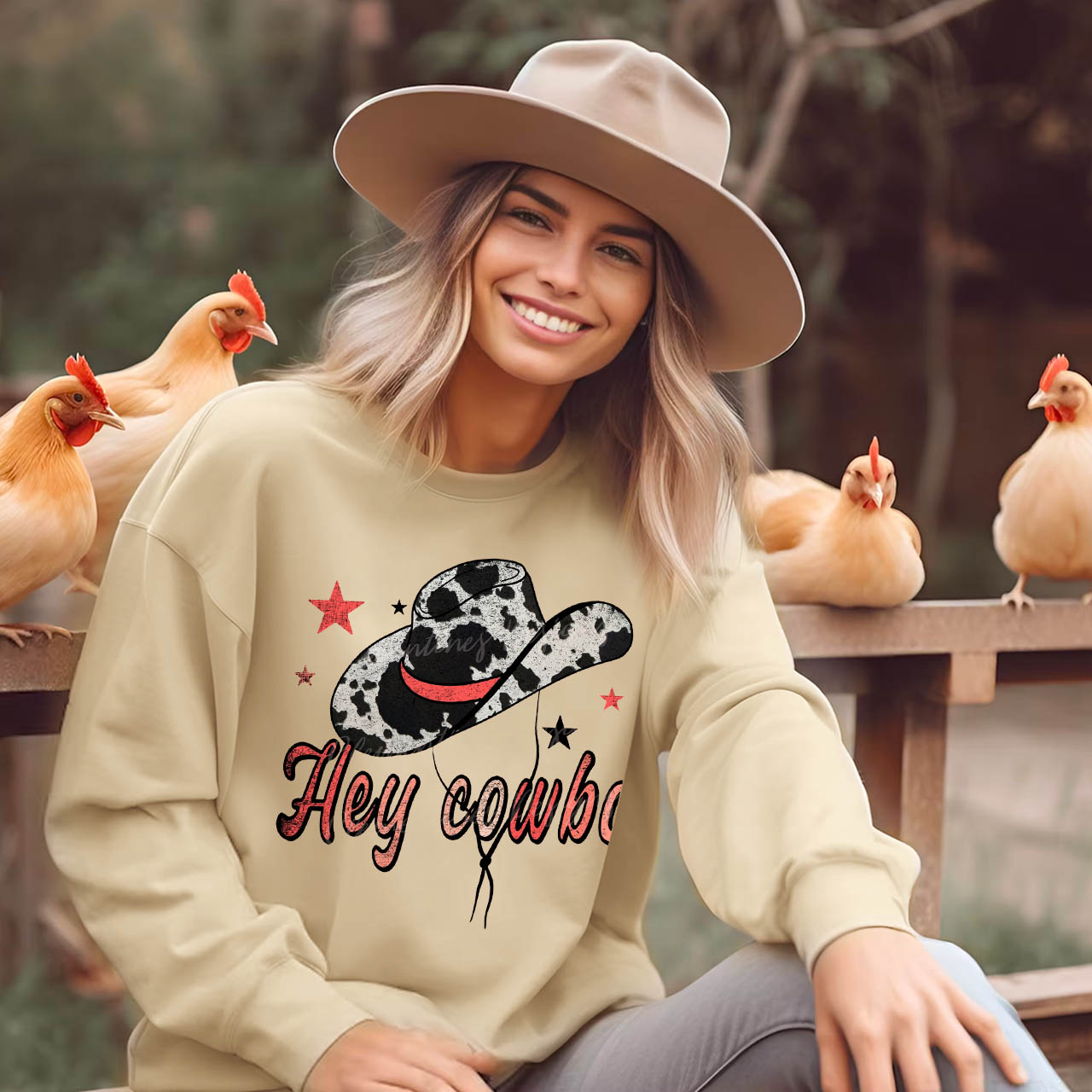Hey Cowboy Cowgirls Hat Sweatshirt