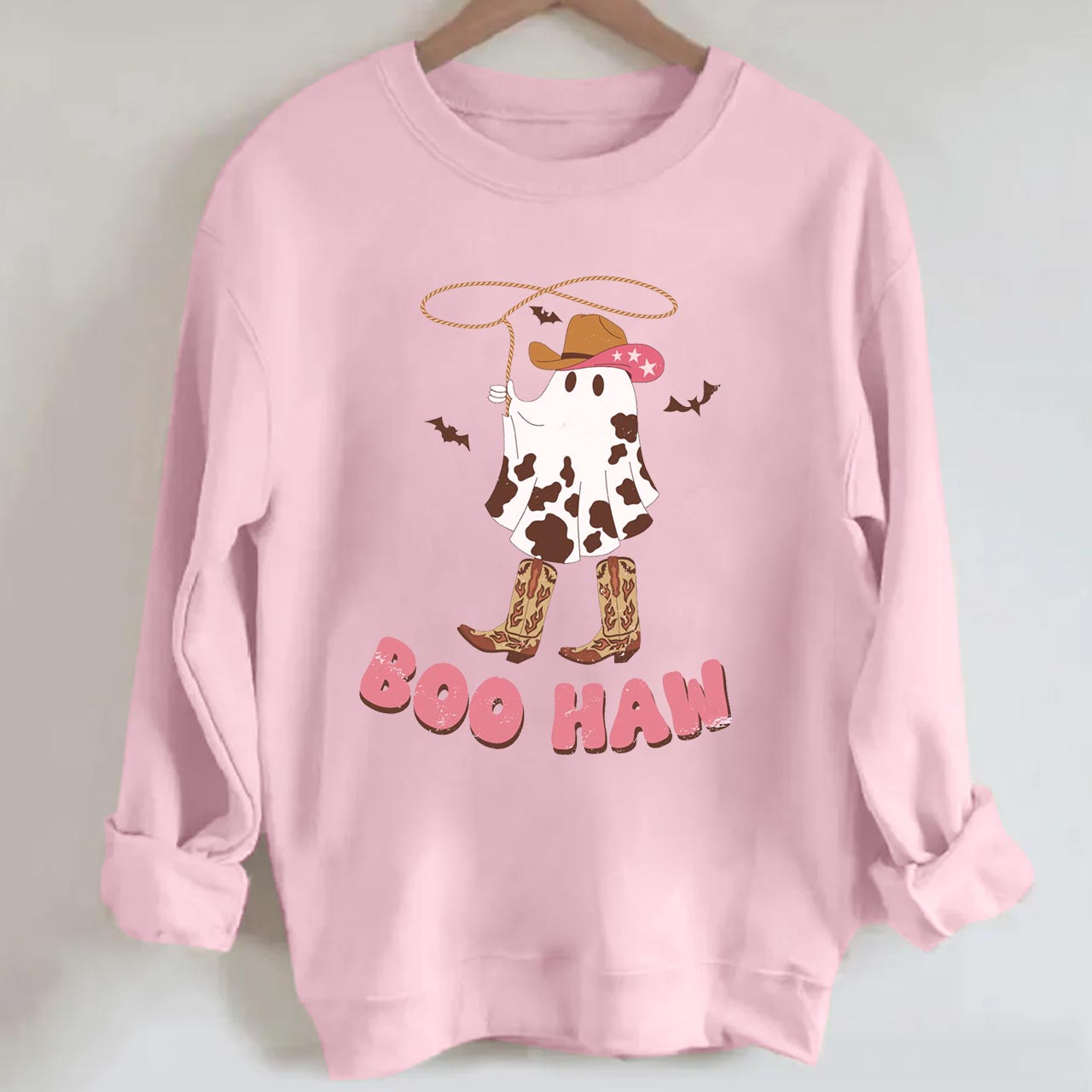Boo Haw Ghost Cowboy Boot Fall Sweatshirt