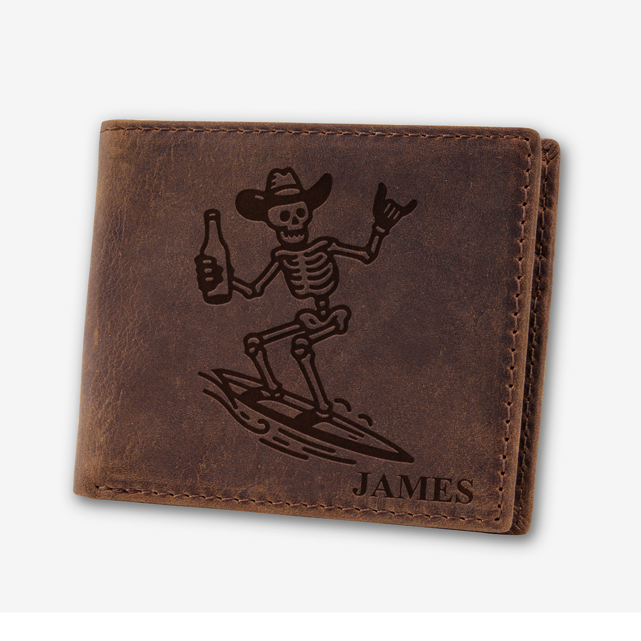 Personalized Vintage Leather Wallet_Office Cowboy