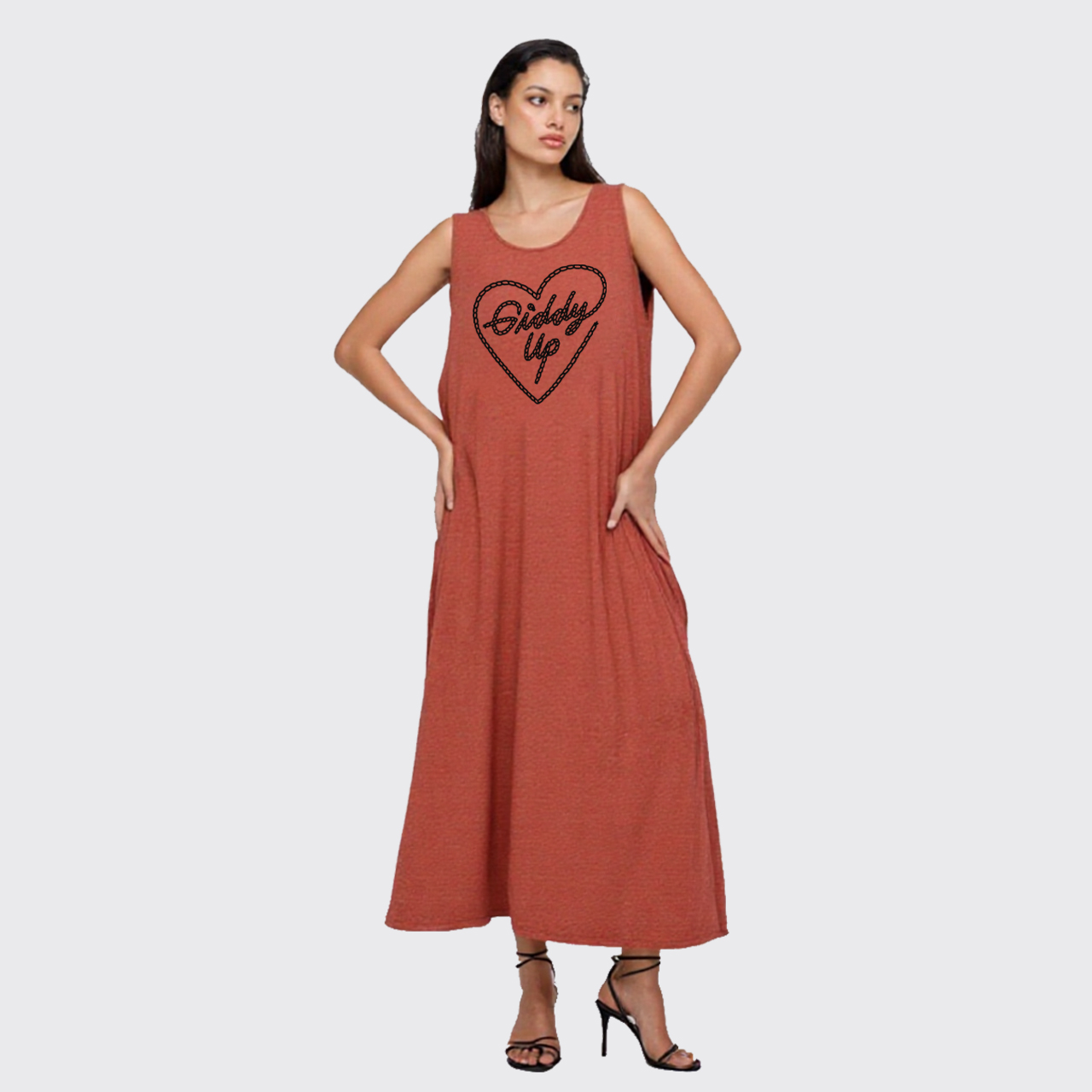 Giddy Up Heartfelt Western Slit Tank Dress