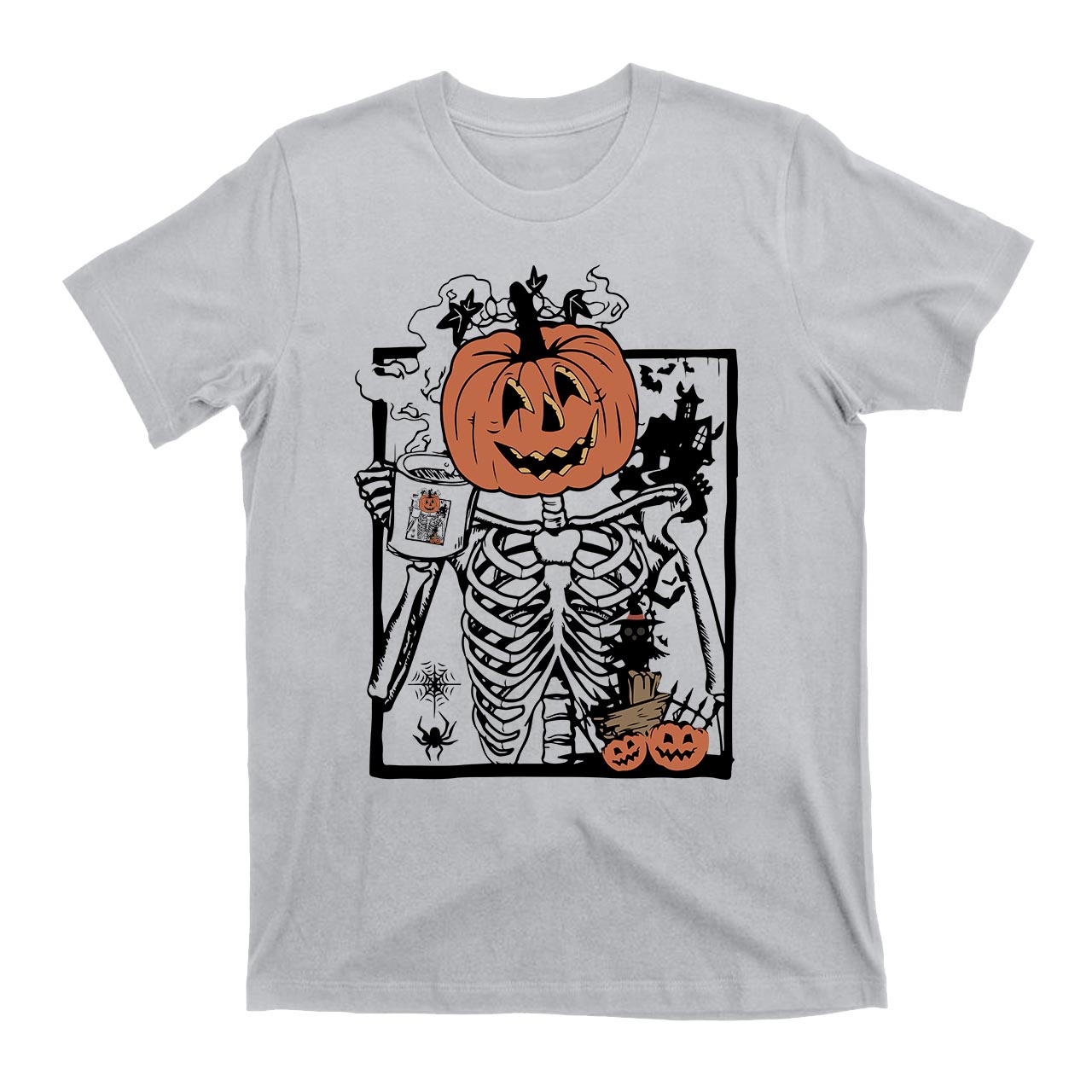 Skeleton Pumpkin Coffee Halloween T-Shirts