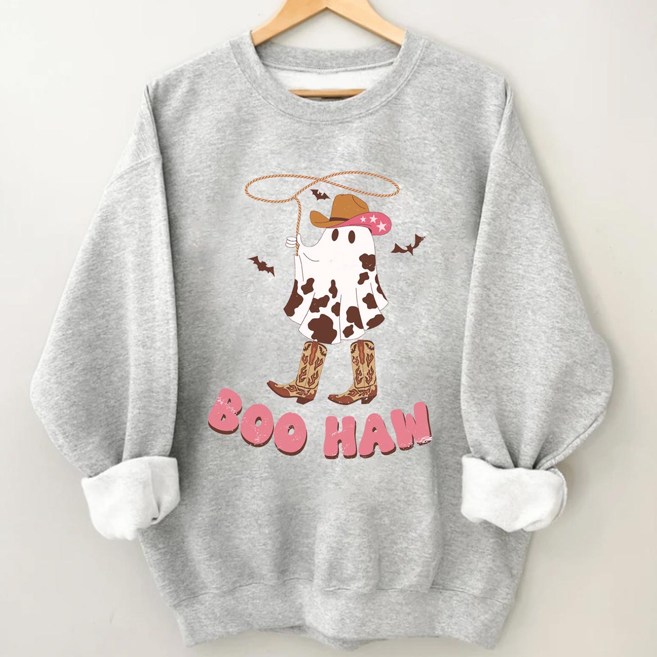 Boo Haw Ghost Cowboy Boot Fall Sweatshirt
