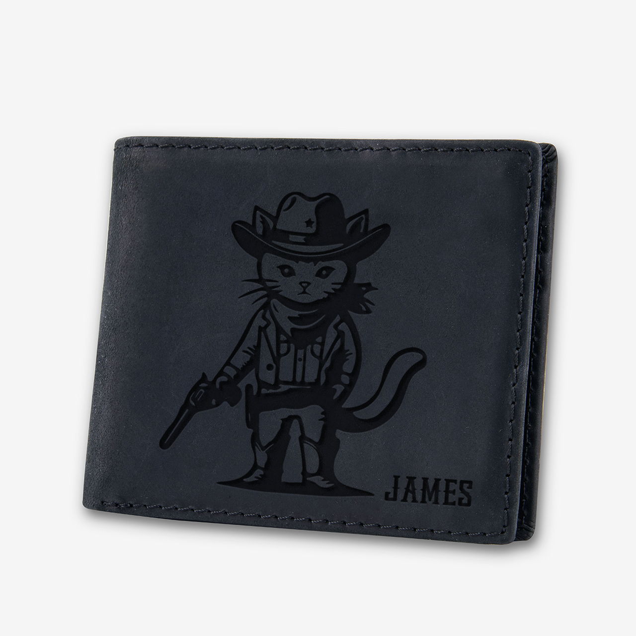 Personalized Vintage Leather Wallet_Cat