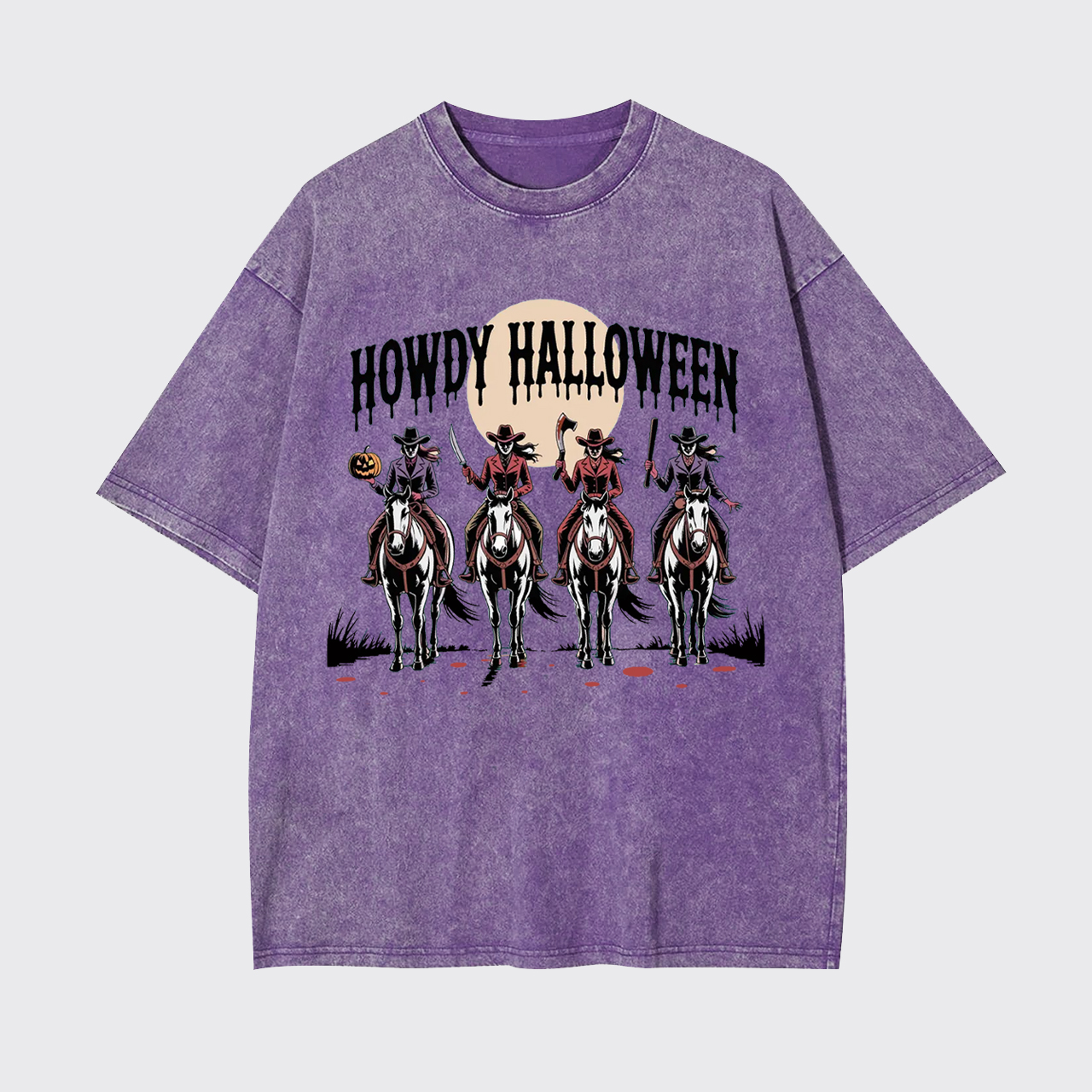 Cowgirl Riding Halloween Garment-dye Tees