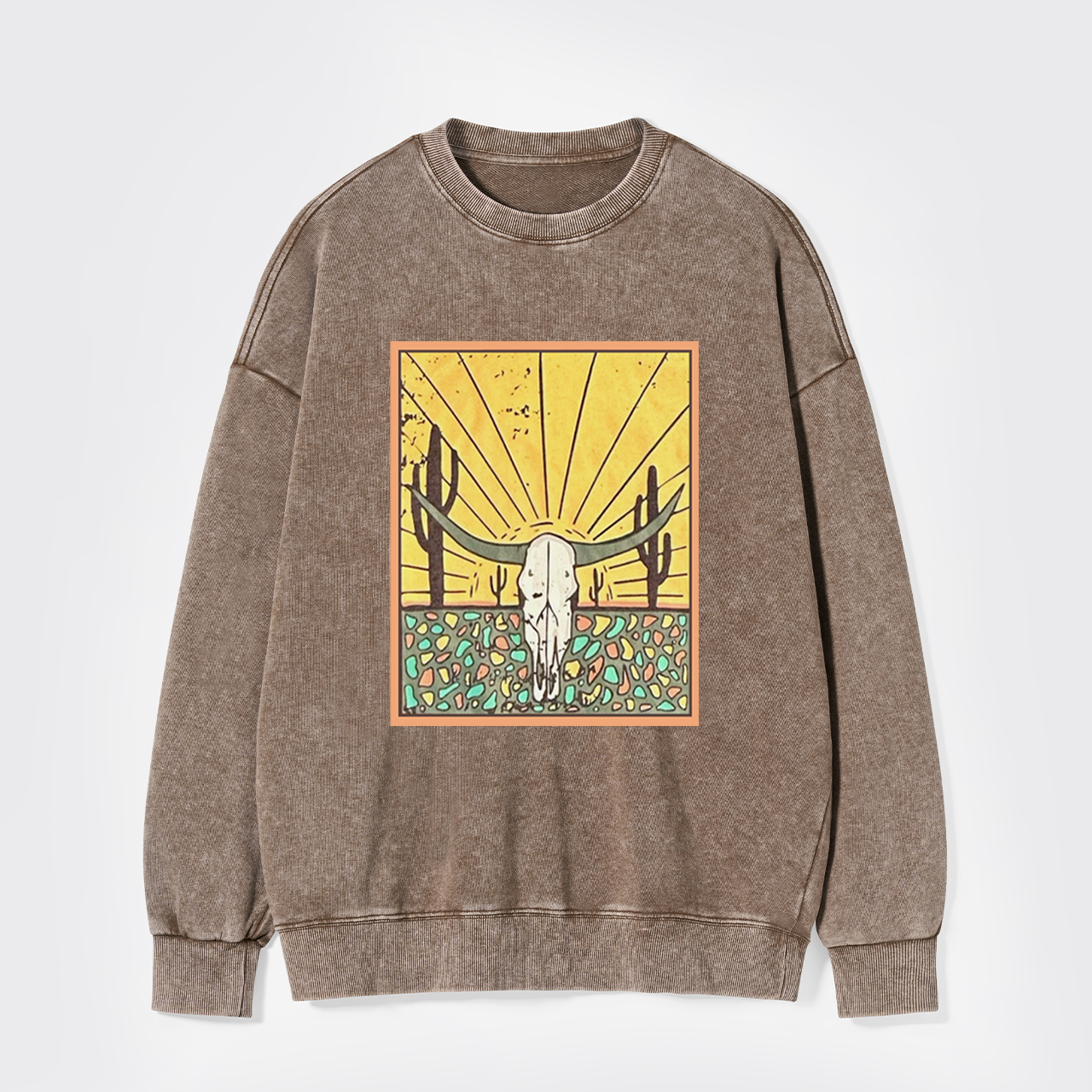 Wild Cow Skull Washed Sweatshirts