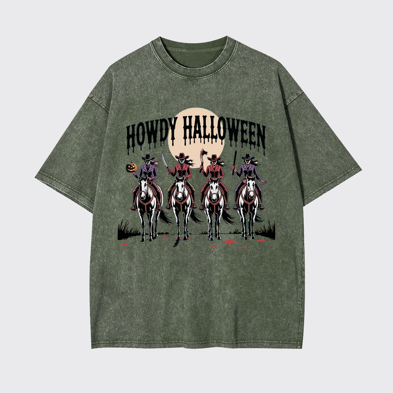 Cowgirl Riding Halloween Garment-dye Tees