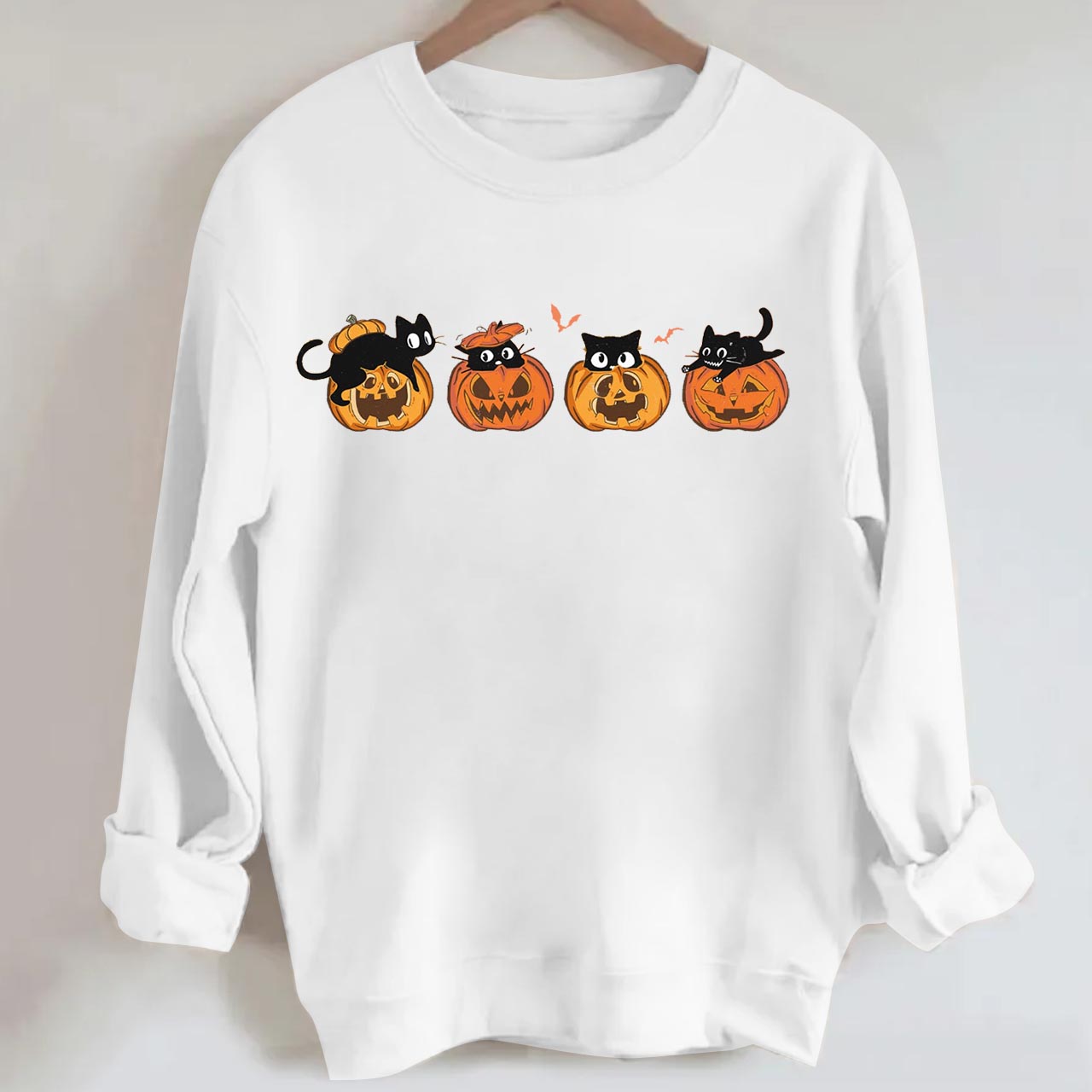 Black Cat On Pumpkin Fall Halloween Sweatshirt