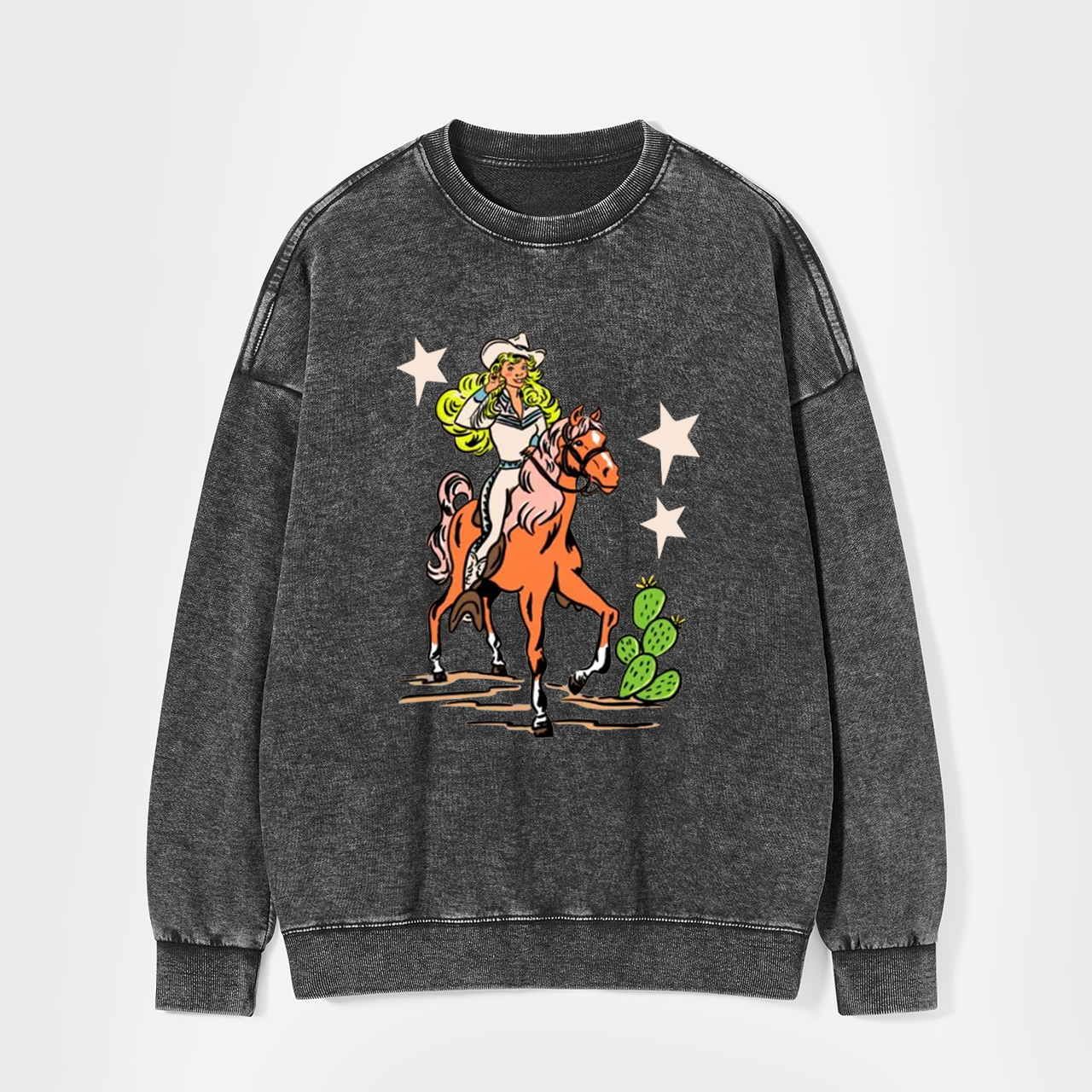 Retro Rodeo Cowgirl Washed Sweatshirts