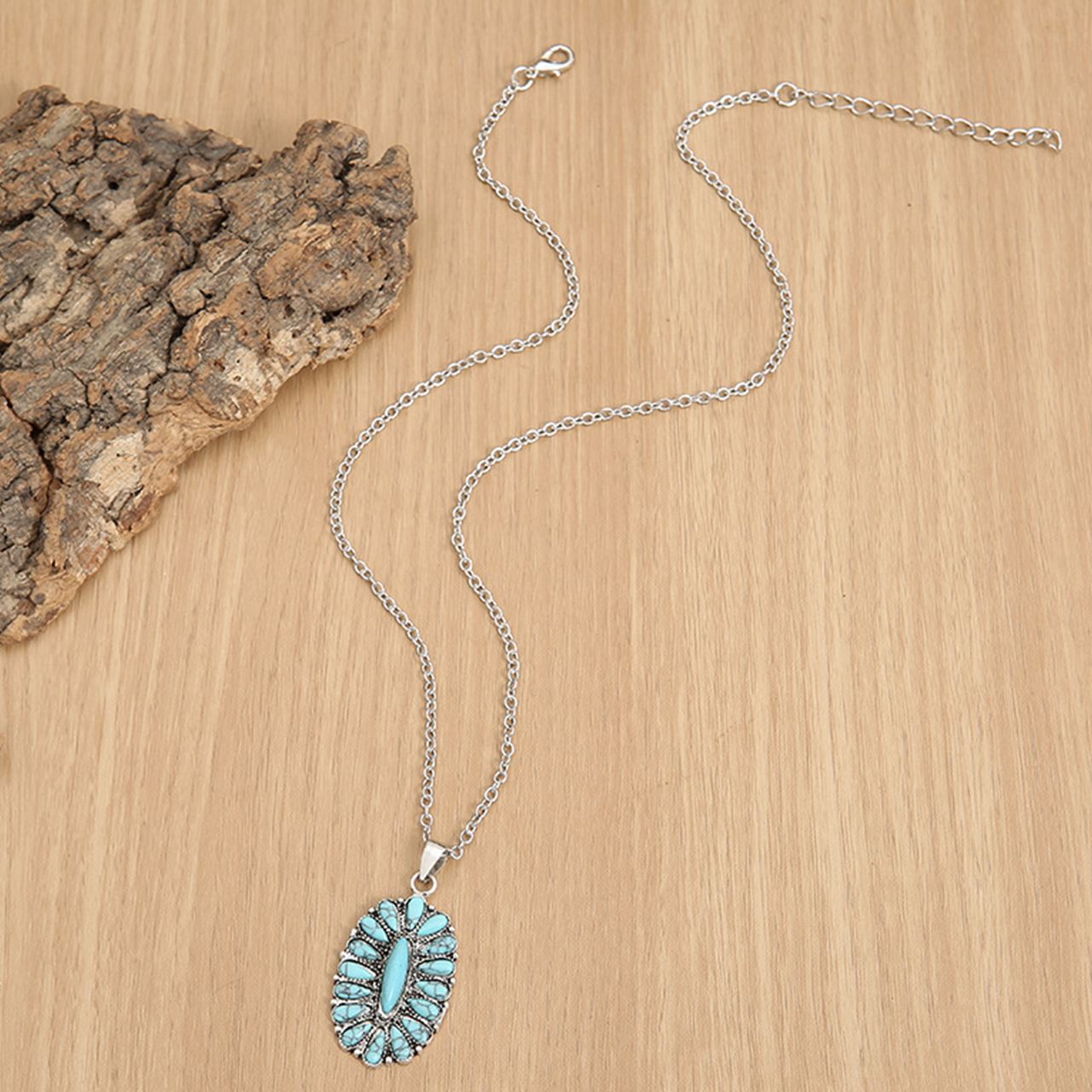 Western Ethnic Style Inlaid Turquoise Pendant Necklace