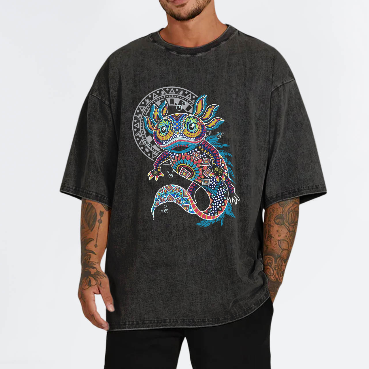 Axolotl art aztec Garment-dye Tees
