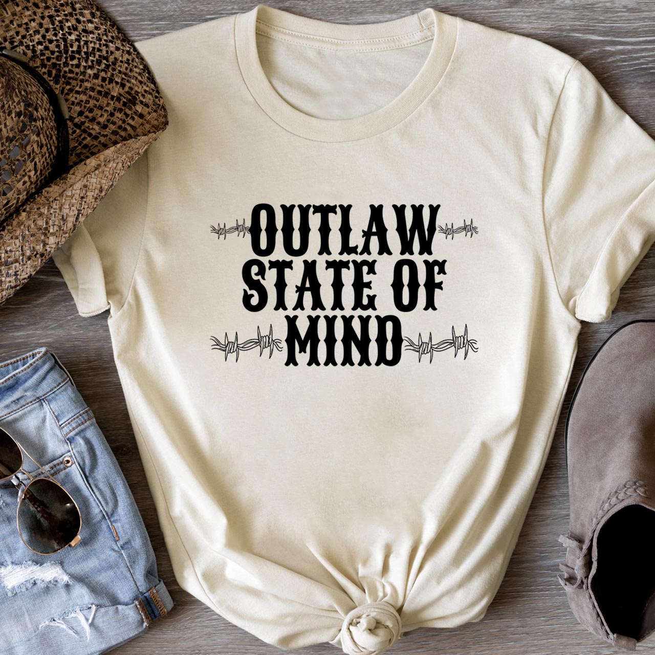 Outlaw State Of Mind Cowboy T-Shirts