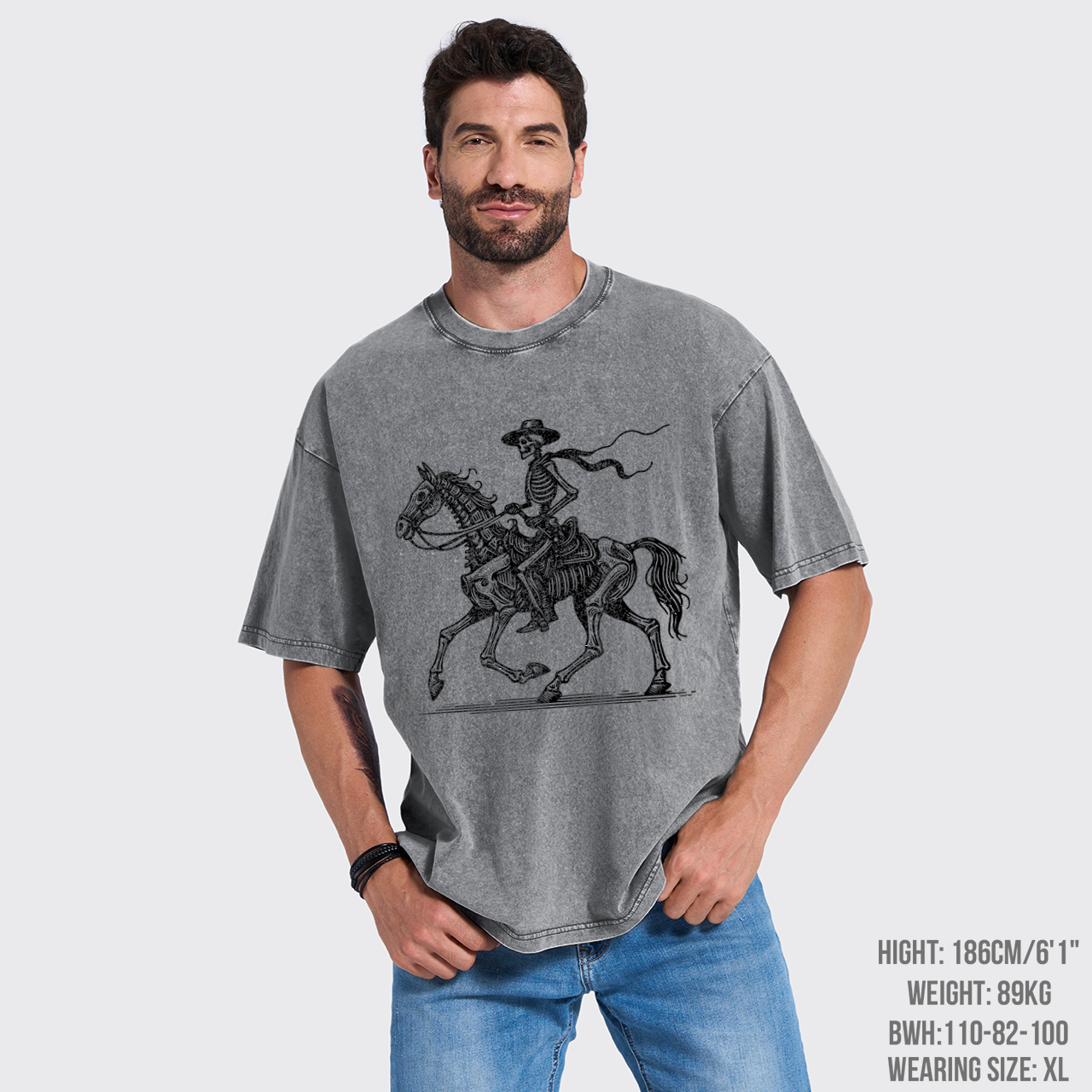 Classic Skeleton Cowboy on Horseback Garment-dye Tees