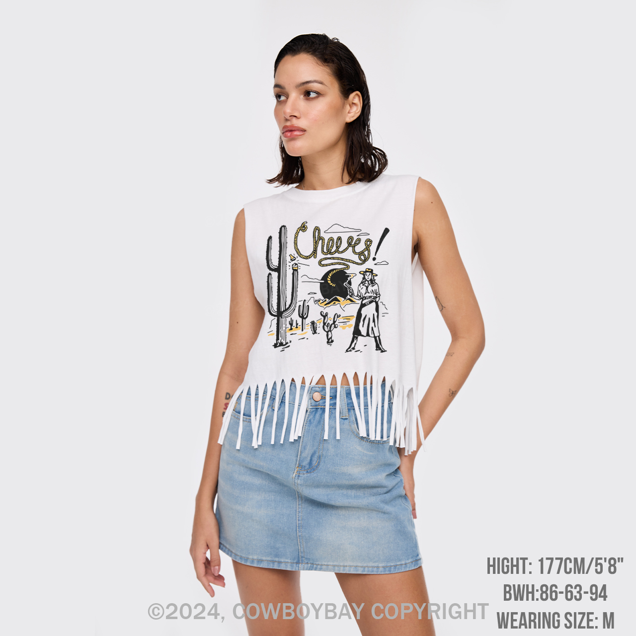 Cheers Cowgirls Fringe Tank