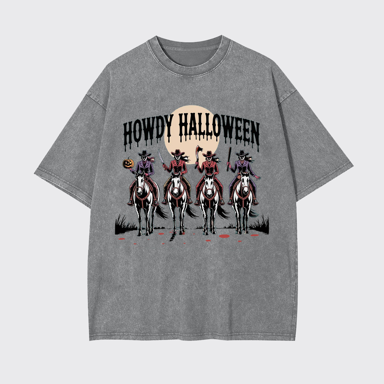 Cowgirl Riding Halloween Garment-dye Tees