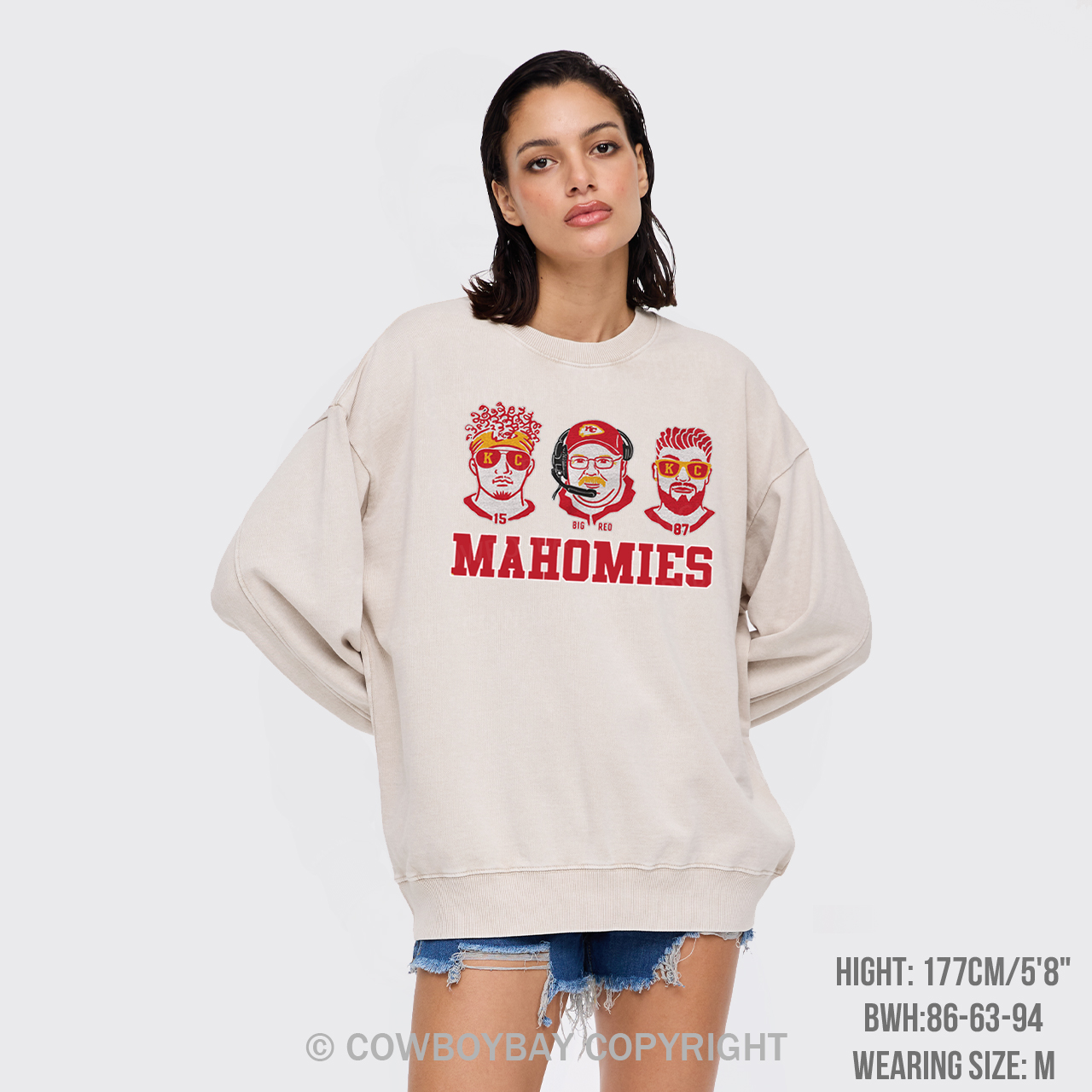 Funny KC Football Mahomies Washed Sweatshirts