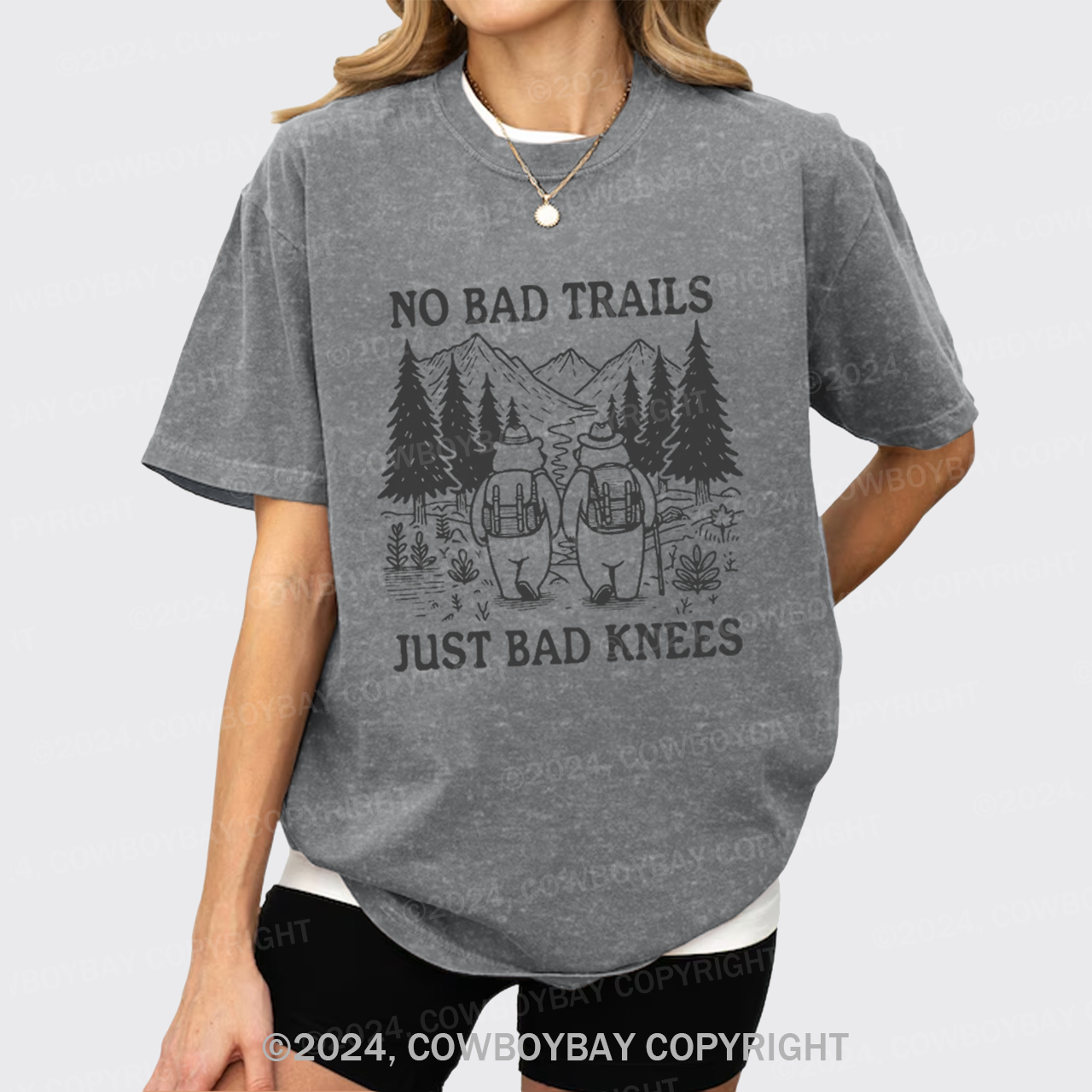 No Bad Trails Just Bad Knees Garment-dye Tees