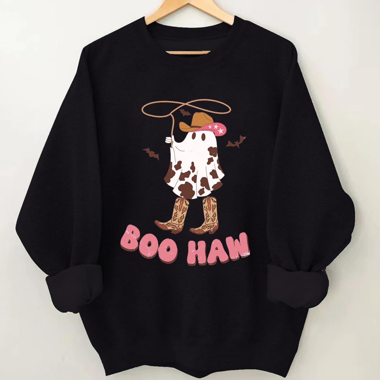 Boo Haw Ghost Cowboy Boot Fall Sweatshirt