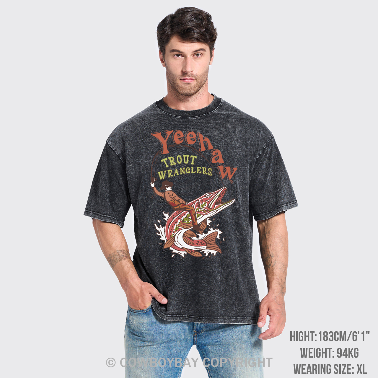 Wranglers Cowboy Fishing Club Garment-dye Tees