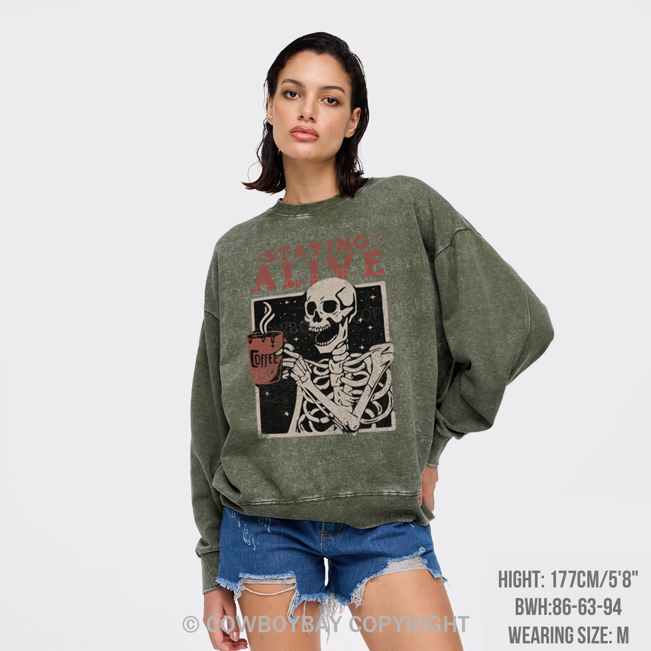 Staying Alive Washed Sweatshirts