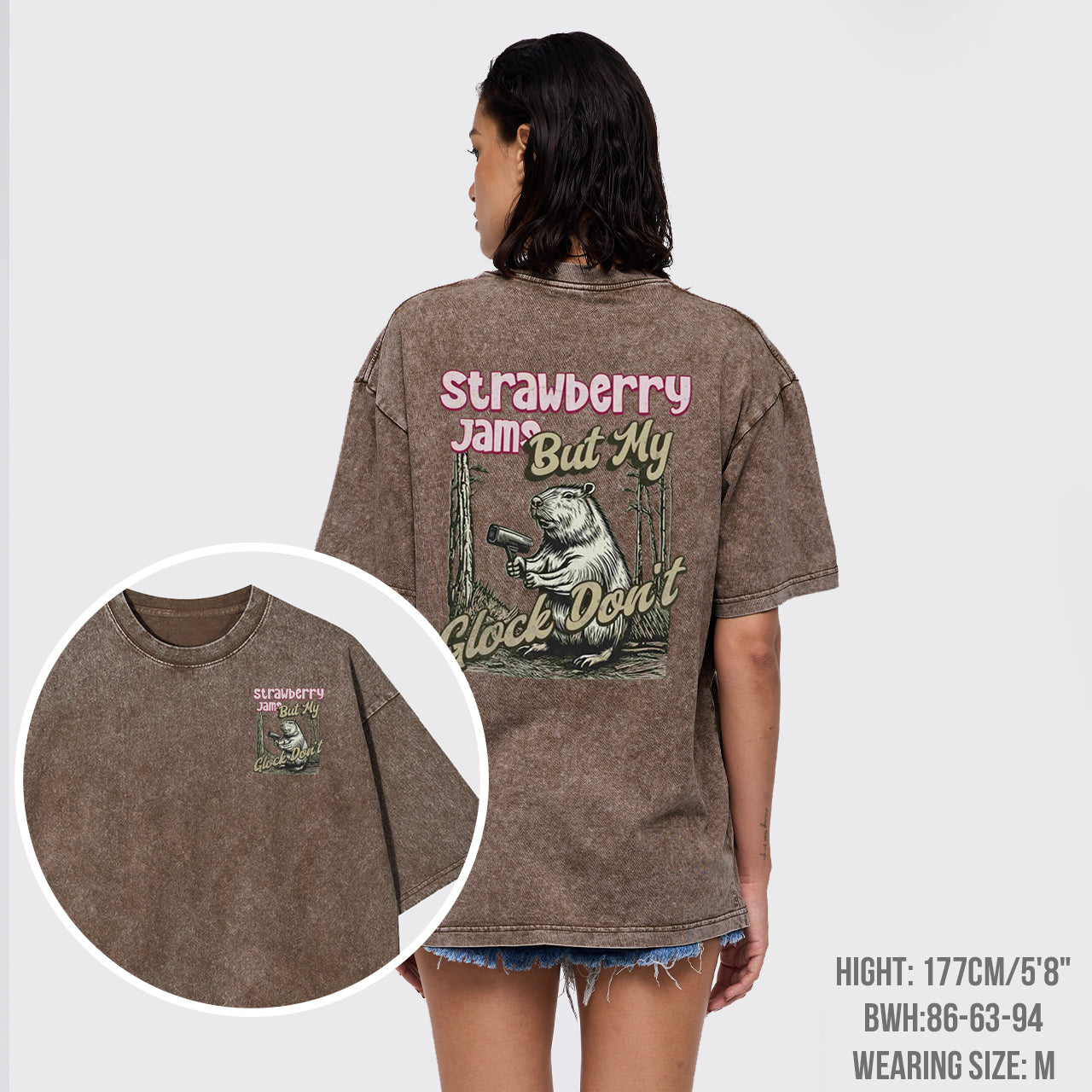 Funny Capybara-Strawberry Jams But My Don't Garment-dye Tees